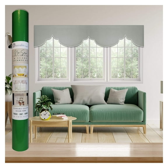 Multi-Style Scalloped & Scarf Valance Kit, Make Custom Window Curtains, No Sewing