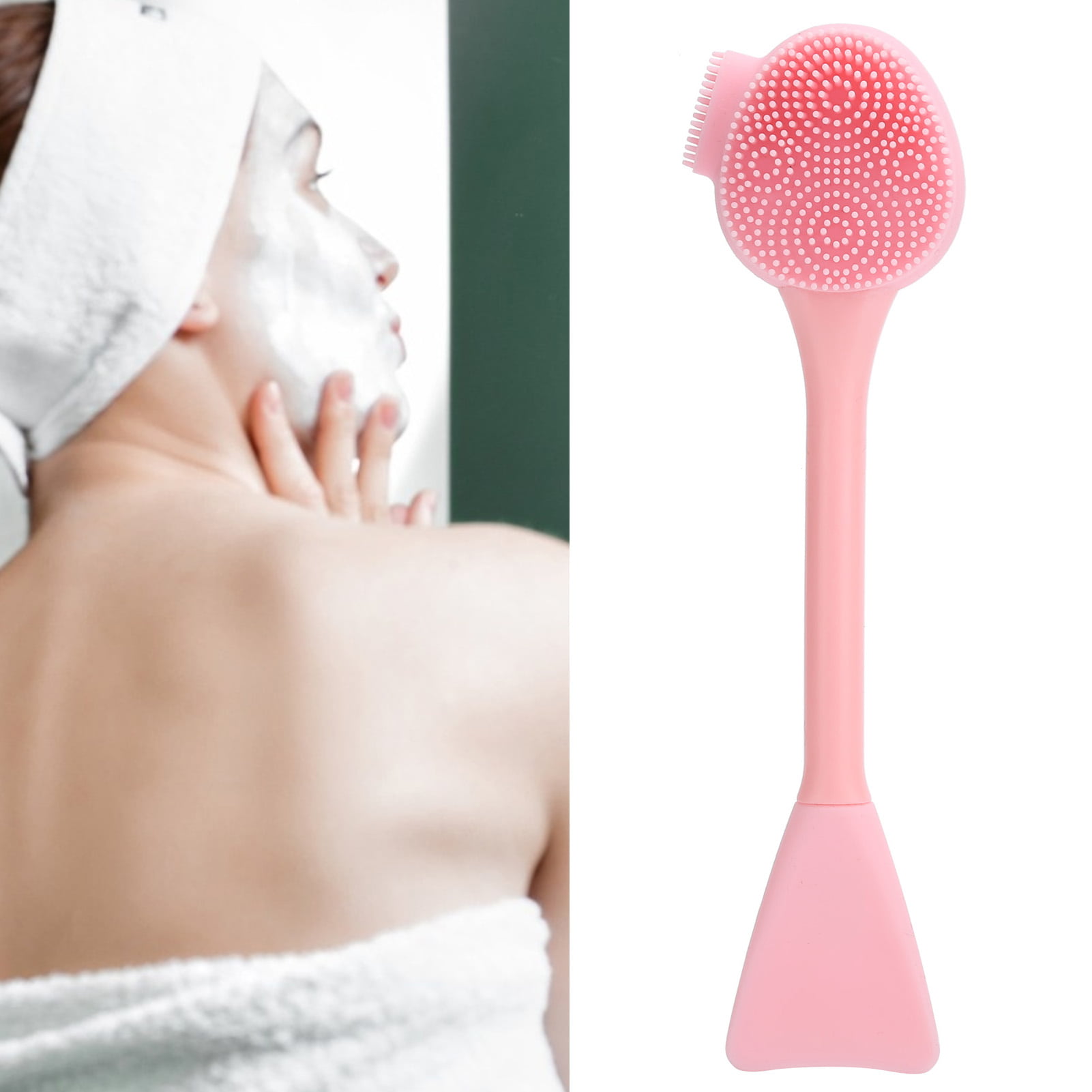 Handheld Silicone Face Cleaning Brush, Mask DIY Mixing Stick Makeup Cleansing BrushPink