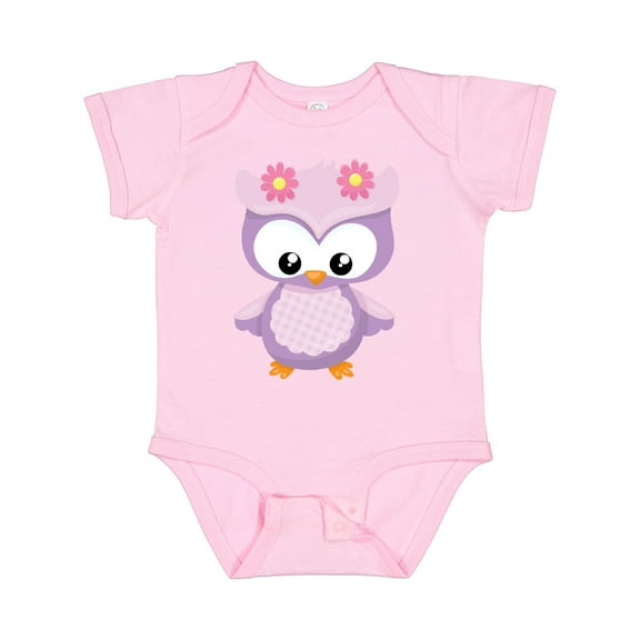 Inktastic Cute Pink and Purple Owl Girls Baby Bodysuit