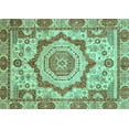 thumbnail image 1 of Ahgly Company Machine Washable Indoor Rectangle Abstract Turquoise Blue Modern Area Rugs, 2' x 5', 1 of 4