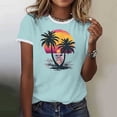 thumbnail image 2 of Shirts For Women Tees Tops Color Block Graphic Short Sleeve Beach Summer Plus Size Clothes, 2 of 7