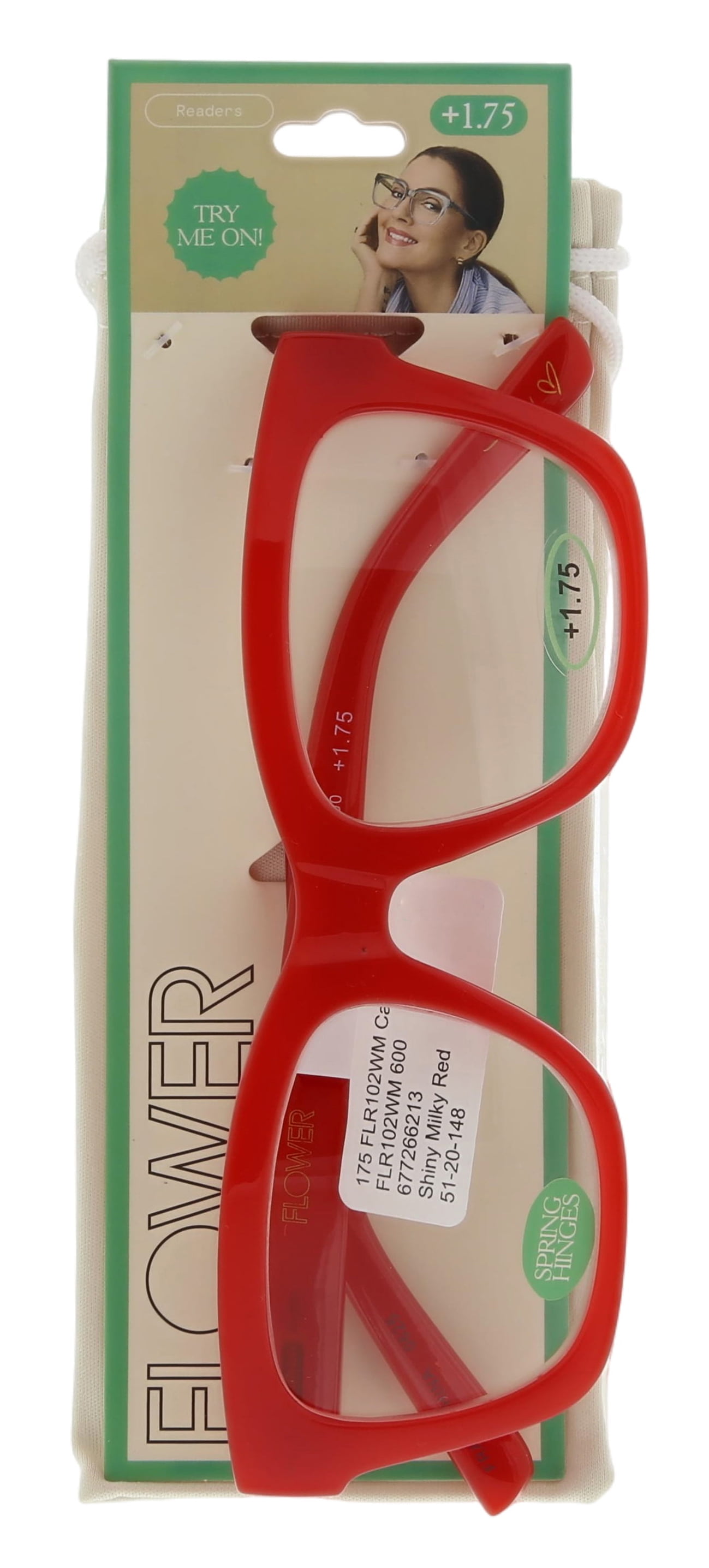 (2 pack) FLOWER Womens Reading Glasses - FLR102 Camellia +1.75