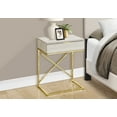 thumbnail image 7 of Modern Beige Marble Look Accent Side End Table with Gold Metal X-Frame & Storage Drawer for Living Room or Bedroom, 18.25" W, 7 of 7