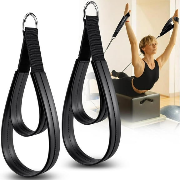 Pilates Straps - Double Loop D-Ring Straps for Reformer, Padded, Home Gym Workout
