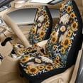 thumbnail image 3 of Xixirimido Breathable Car Seat Cover Set of 5 PU Leather Front Seats with Seat Belt & Console Covers Universal Fit Automotive Accessories, Sunflower Cowhide Highland Cattle, 3 of 8