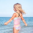 thumbnail image 5 of Girls' One-piece Swimsuit Cross Back Bathing Suit Beach Surfing Sizes 3T-10T Cute Stars and Pink Clouds, 5 of 9