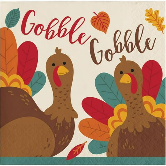 Creative Converting 352866 Tom Turkey Beverage Napkin