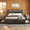 Black, variant on Full Size Bed Frame with LED Light and 4 Storage Drawers, PU Upholstered Platform Bed with Adjustable Headboard and Charging Station for Bedroom, White