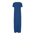 thumbnail image 5 of GaThRRgYP Dresses for Women,Women's Large Pocket Solid Color Dress Round Neck Short Sleeved Dress Blue XXXL, 5 of 6
