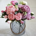 thumbnail image 3 of 1 bundle 5 heads Beautiful pink peony artificial flower silk flower small bouquet of peonies Flowers party home wedding decoration, 3 of 5