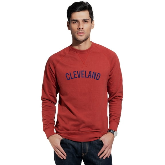 Daxton Cleveland Sweatshirt Athletic Fit Pullover Crewneck French Terry Fabric, Spice Sweatshirt Navy Letters, S