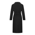 thumbnail image 6 of Oksale Plus Size Long Trench Coat for Women with Pockets Open Front Belted Pea Coat Casual Lapel Slim Jackets Going Out Windbreaker Black L, 6 of 6