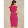 thumbnail image 3 of DARING DIVA Women's Cap Sleeve Boat Neck Pencil Dresses XS Hot Pink, 3 of 6