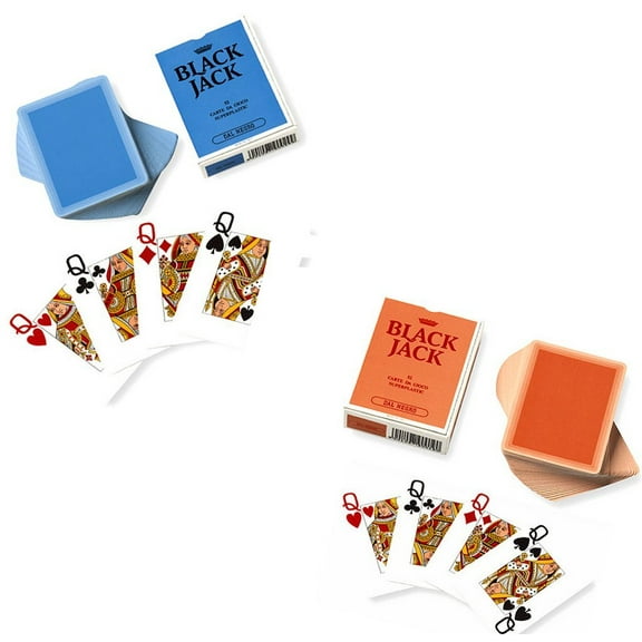 Pair of Dal Negro Blackjack Playing Cards (1 red back, 1 blue back, 100% plastic)