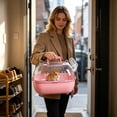 thumbnail image 5 of Small Animal Travel Carrier with Water Bottle, Transparent Acrylic Portable Cage with Carry Handle and Ventilation for Short Trips, Transport Box for Hamster Bird and Other Compact Pets, 5 of 6