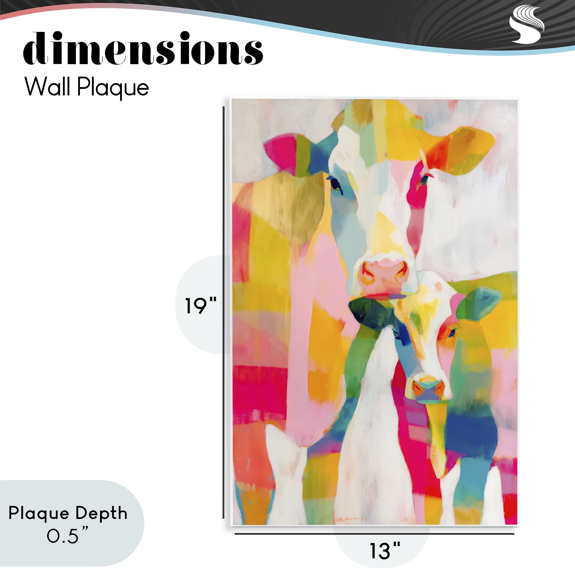 Stupell Industries Cow Family in Cubist Abstract Wall Plaque Art, design by Chromatic Storm Studio
