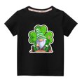 thumbnail image 2 of Lilgiuy Kids St Patricks Day Shirt Green Gnome Lucky Shamrock Tees Summer Solid Color Short Sleeve Lightweight T-Shirt Saint Patrick's Day Top for 3-10 Years (Black), 2 of 5