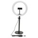 thumbnail image 2 of 10in LED Video Light 120 Light Chips 3 Color Temperature 10 Brightness Selfie Live Light with Phone Hoder Black, 2 of 5