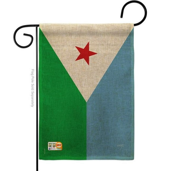 13 x 18.5 in. Djibouti Burlap Flags of the World Nationality Impressions Decorative Vertical Double Sided Garden Flag