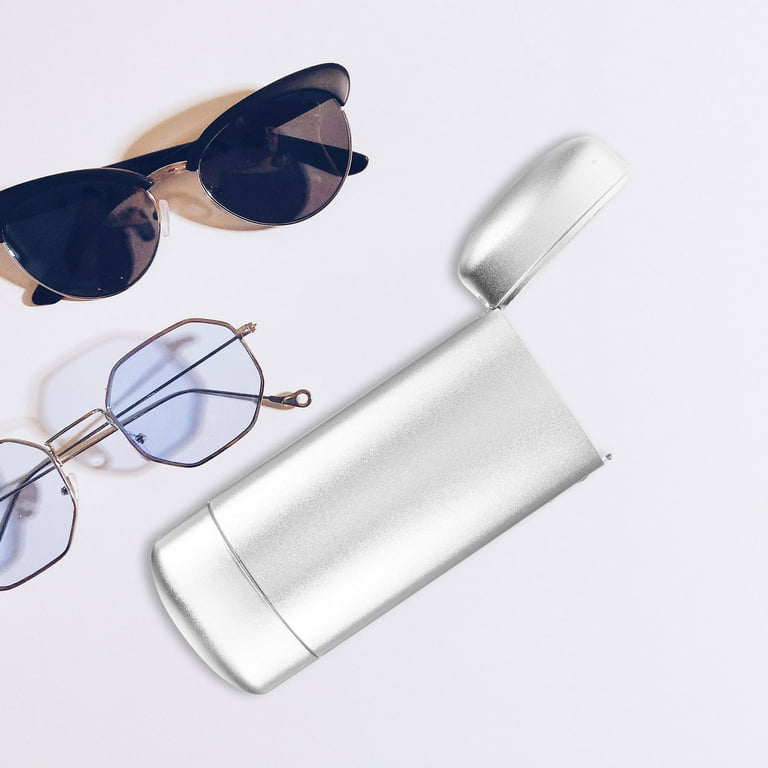 Amosfun Waterproof Glasses Case Aluminum Alloy Compact Silver 1Set