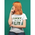 thumbnail image 2 of St Patrick's Day Lucky And Lit Women White T-Shirt, Female Small, 2 of 4