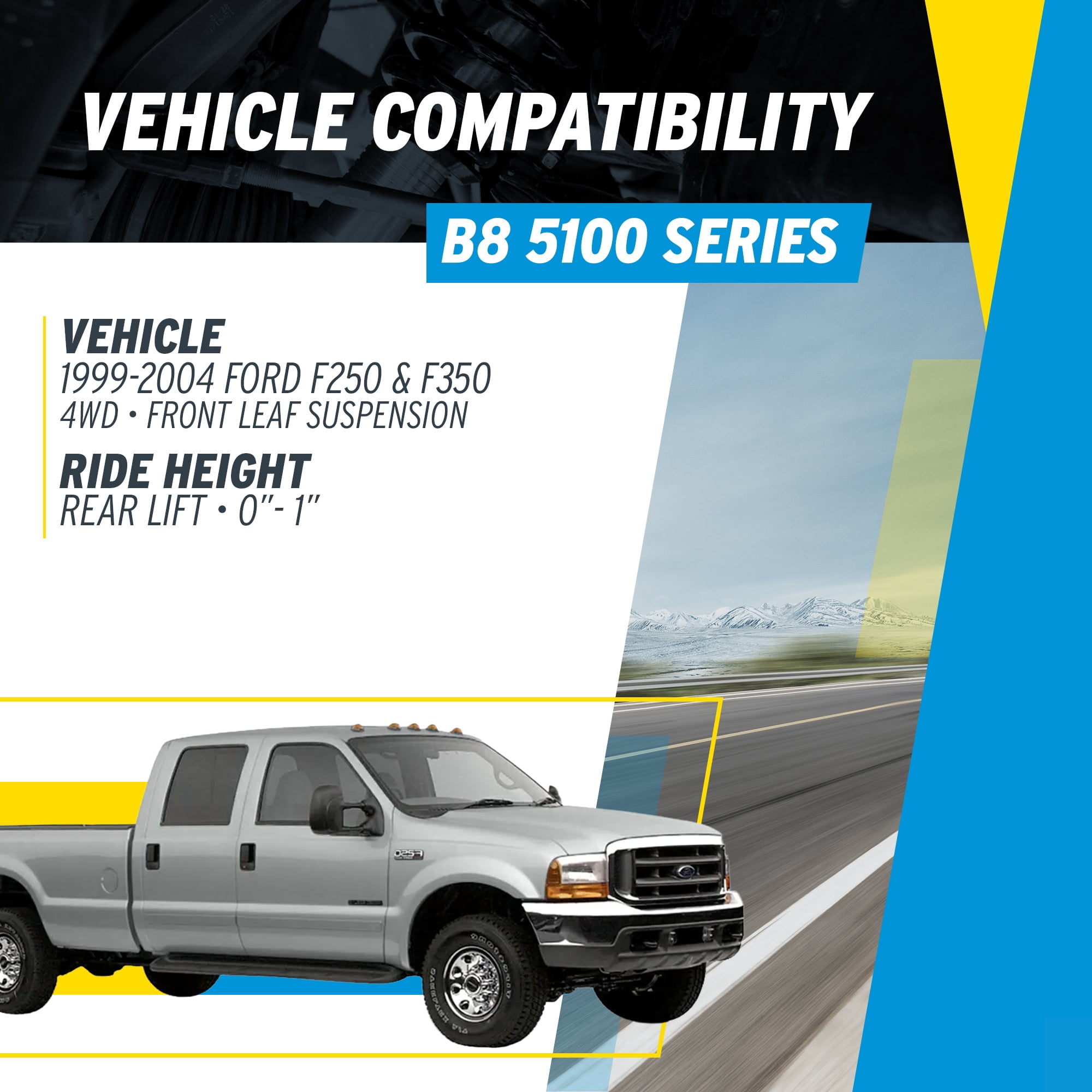 Bilstein Pair of Rear B8 5100 Series Shocks Compatible with 1999-2004 F250/F350 4WD with 0-1" Rear Lift and Leafspring Front Suspension