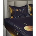 thumbnail image 2 of Ambesonne Colorful Fitted & Top Sheet Set with Shams, Jupiter Saturn Planet, Multicolor, 2 of 4