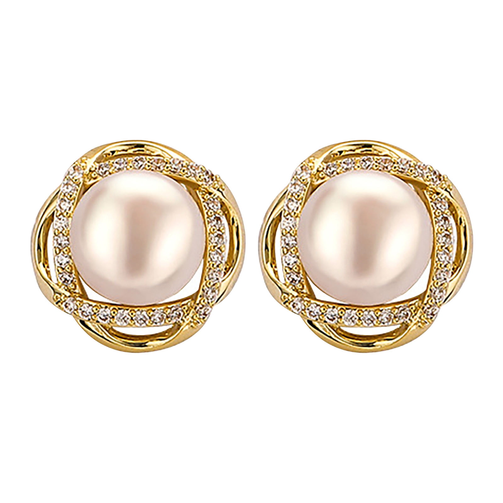 S925 Sterling Silver Earrings Natural Pearl Rose Stud