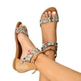 thumbnail image 3 of VBARHMQRT Female Slide Sandals Women Shoes Low Wedge Sandals Fashionable Outdoor Tassel Bohemian Beach Sandals Funky Monkey Sandals Women Women's Sandals Wide Fit, 3 of 7