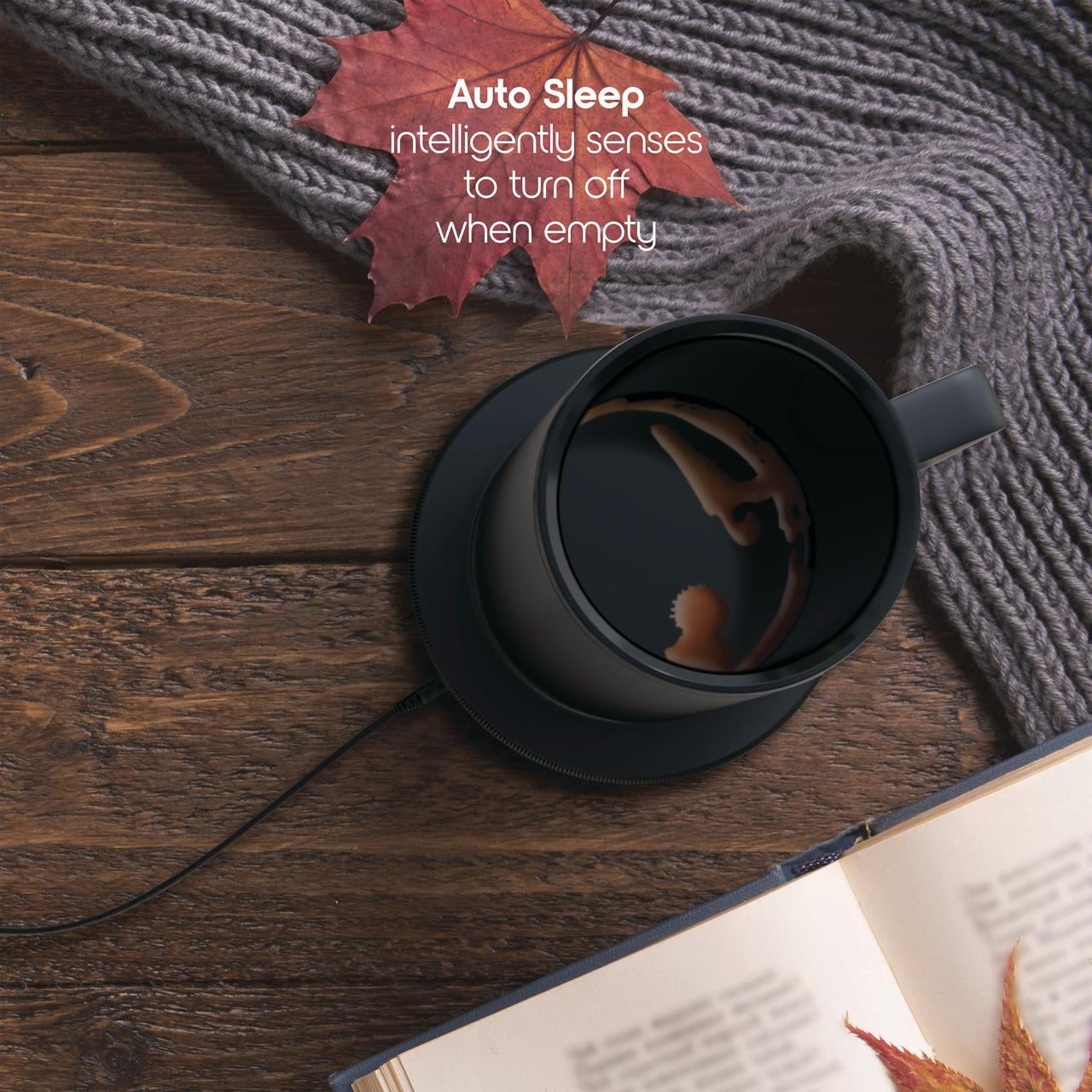 ionMug & Charging Coaster, 12oz. Stainless Steel Self Heating Coffee Mug with Lid, 3.5" x 3.5" x 5"