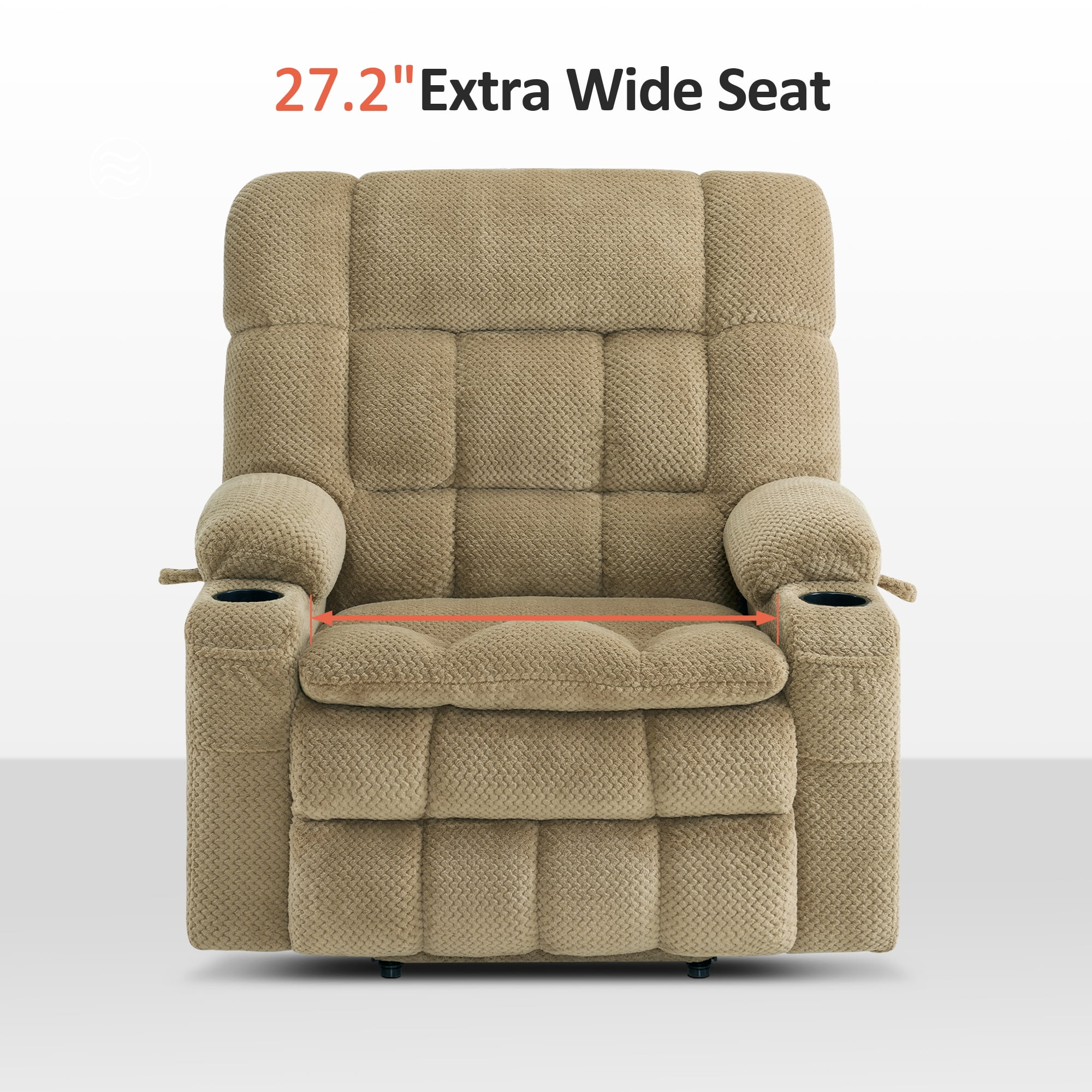 MCombo Dual Motor Power Lift Recliner with Massage and Heat for Big Elderly in Living Room, Fabric R7897, Medium-Wide,Beige