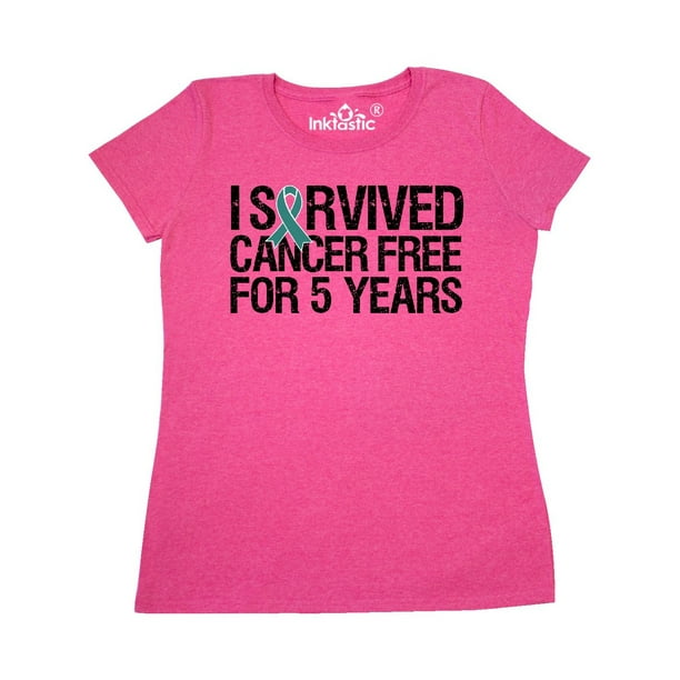 INKtastic I Survived Cancer Free For 5 Years Teal Ribbon Women's T