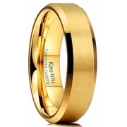King Will GLORY Wedding Rings for Men, 6mm Tungsten Carbide Wedding Ring Gold Plated Matte Brushed Polish Wedding Band for Men, Comfort Fit Wedding Band Size 10