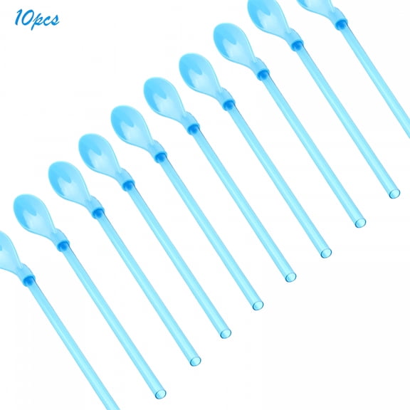 ACDANC 10 Piece Long Handle Spoon Plastic Coffee Stirring Spoons Tall Iced Tea Ice Cream Sundae Cocktail Hot Chocolate Longdrink Spoons
