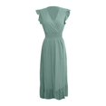 thumbnail image 6 of QHFBli Women's Casual Summer Ruffle Short Sleeve T Shirts Maxi Dress 2025 Spring V Neck Flowy Tiered Boho Beach Dresses, 6 of 7