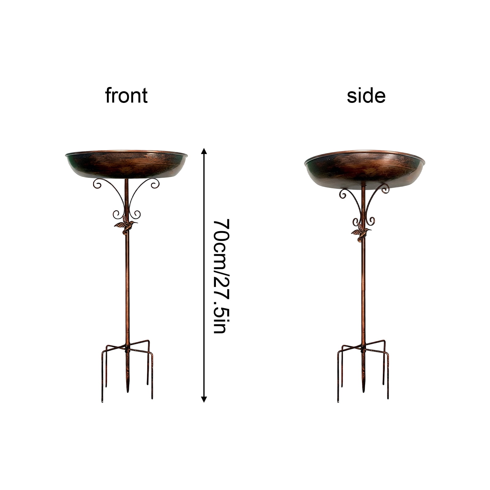 27.55 Inch Height Garden Birdbath, Small Metal Bird Bath for Outdoors, 13.18" Dia Bowl with Stake Birdbaths Garden Yard Lawn Decor