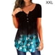 thumbnail image 1 of Sonducket Camiseta de poliéster para mujer, blusa plisada con estampado y cuello de pico, blusa lavable transpirable para interiores y exteriores, Prendas para la parte del cuerpo Azul negro XXL, 1 of 5