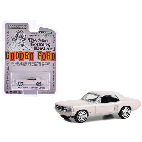 1967 Ford Mustang Coupe "She Country Special" Bermuda Sand "Hobby Exclusive" Series 1/64 Diecast Model Car by Greenlight