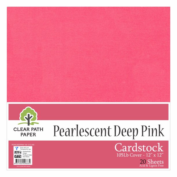 Pearlescent Deep Pink Cardstock 12 x 12 inch 105Lb Cover 20