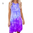 thumbnail image 2 of Robe Femme Teinture sur Nœuds Imprimée Sans Manches Col Rond Robe Débardeur, Violet, S, 2 of 3