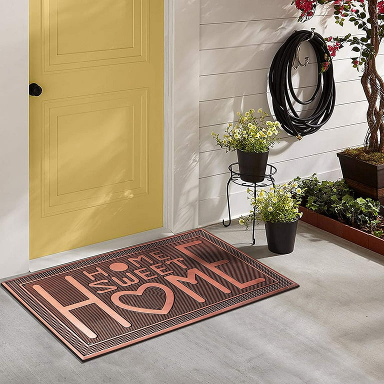 A1 Home Collections A1hc Home Sweet Home Copper 24 in. x 39 in. Rubber Pin Mat Heavy Duty Doormat, Brown