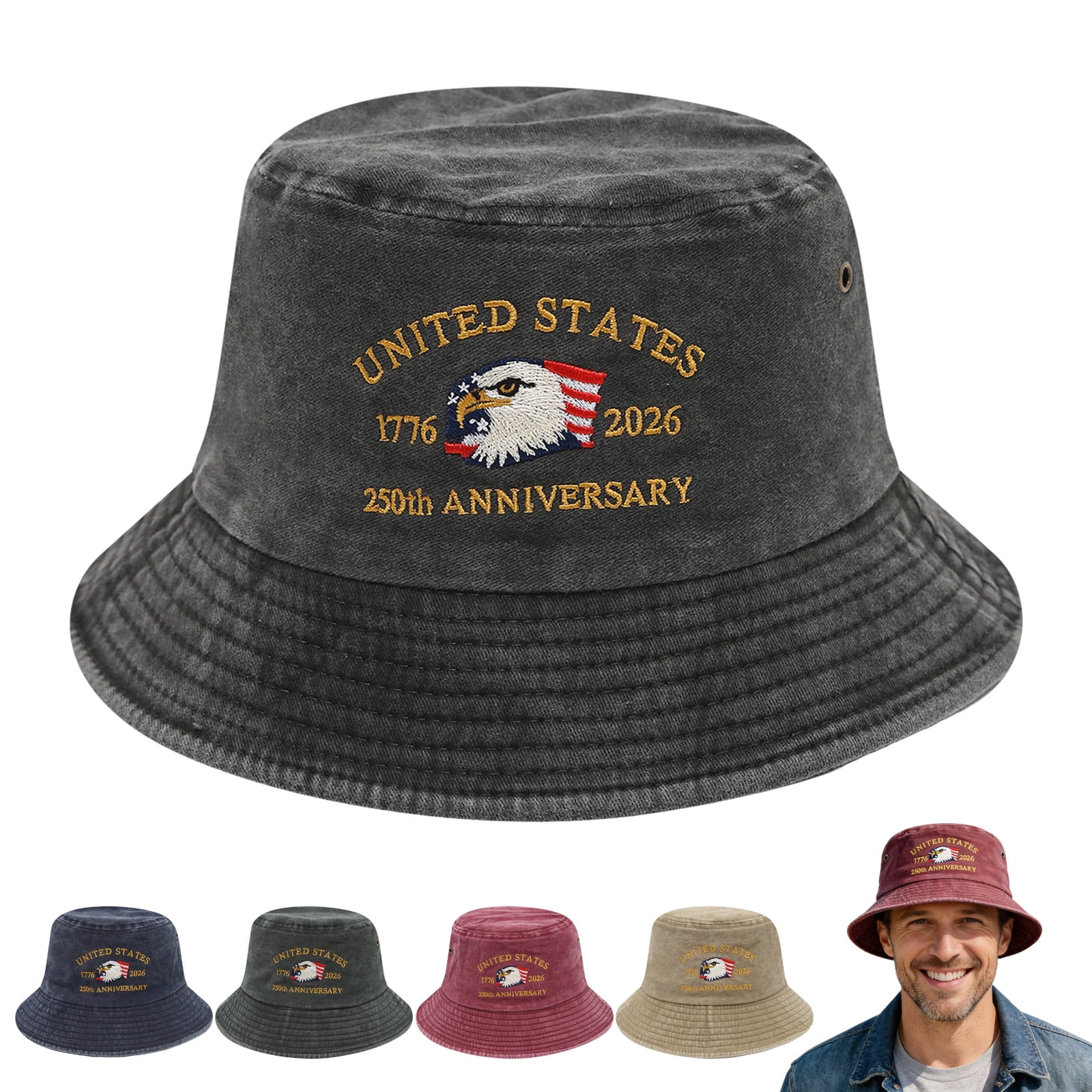 Bucket Hat For Men Women - Cotton Packable Fishing Cap, Navy L/XL