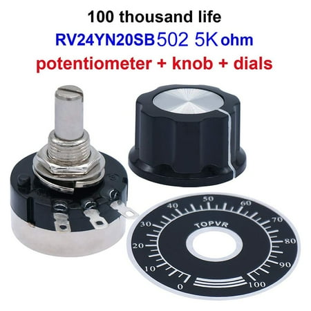 

BCLONG Rotary Taper Carbon Potentiometer with Diameter with Knob RV24YN 20S B502 5K Ohm