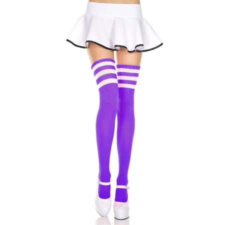 

Acrylic Thigh High Women s Socks with Striped Top