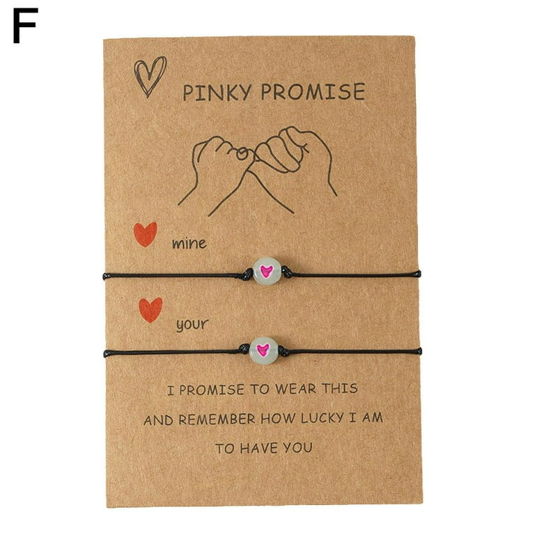  Qiuseadu Heart Friendship Bracelets Pinky Promise Pink