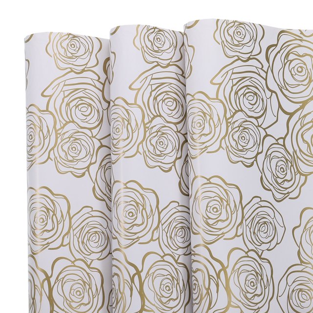 Unique Bargains Birthday Wrapping Paper Sheet,Gold Rose 20 x 28 Inch Gift Wrapping Paper for Wedding 6Pcs