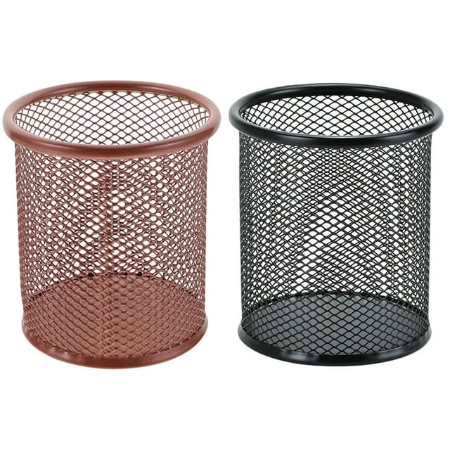 2 portalápices de malla, cubo de almacenamiento para bolígrafos, soporte para bolígrafos de oficina, soporte para bolígrafos de malla para escritorio, soporte de papelería