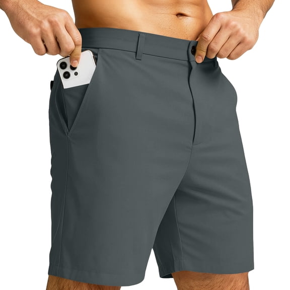 Havenx Classic Fit Golf Shorts for Men Stretch Flat Front Dress Shorts Quick Dry Knee Length Short with Pockets Casual Athletic Travel Hiking Lightweight Clothes,Dark Gray M