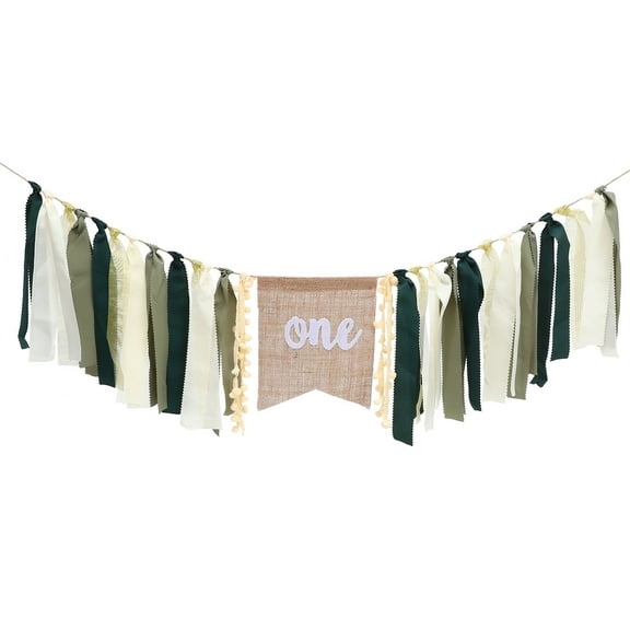 HONMEET High Chair Banner Boy Colorful Happy Birthday Banner Green Polyester 1Pcs 8.3X6.3X0.08In