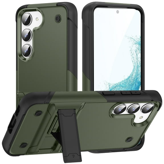 SaniMore for Samsung Galaxy S23 Plus Case 2023, Military Grade Shockproof Cover Heavy Duty Hybrid Soft TPU Hard PC Case Non-Slip Gripping Case with Hidden Kickstand, Armygreen